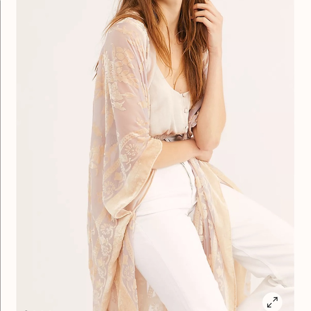 Free People Nightbird Velvet Burnout Kimono NWOT.